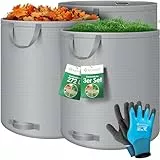 KESSER® Gartensack 3x 272L Set Laubsack Gartenabfallsack inkl. Handschuhe - Selbststehend 4 Griffe Stabil Robust & Faltbar - Laubsäcke Rasenschnitt Gartensäcke für Gartenabfälle Grünschnitt Grau
