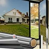 HOMTOL Fensterfolie Sonnenschutz, 100x200cm Folie Fenster Sichtschutz Schwarzes Silber, UV Folie Fenster Htzeschutz Keine Klebstoffe, Fenster Folie Blickschutz für Büro, Thermofolie Fenster