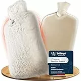 KUNU® die besondere XXL Wärmflasche - 3.4l - inkl. Geschenkverpackung - mit extra Bezug - unwiderstehlich flauschig - perfekt für Erwachsene und Kinder - auslaufsicher und getestet - beige