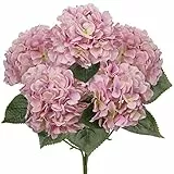 Hollyone Groß Hortensien Kunstblumen Künstliche Blumen Hortensie, Kunstblumen Wie Echt, Plastik Hortensie Künstliche hortensien für Badezimmer Wohnzimmer Deko Heimdekoration Blumenarrangement Rosa