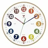 Foxtop Lernuhr Kinder - Lernuhr ohne Tickgeräusche - Analoge Kinderuhr zum Lernen und Üben der Uhrzeit - Dekoratives Kinderzimmer,30 cm
