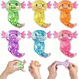 6 Stück Axolotl Squishy, Squishy Fidget Toys, Stressball Anti Stress Spielzeug für Kinder & Erwachsene, Glitter Quetschball Sensory Squeeze Spielzeug für ADHD Autismus