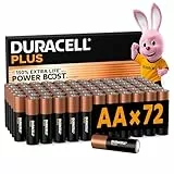 Duracell Plus AA Batterien (72er-Pack) Alkali 1,5 V Hochleistungsbatterien Batterie Bis Zu 150% Längere Lebensdauer Mit Power Boost Active Zuverlässigkeit für Alltagsgeräte Lagerung Bis Zu 10 Jahre