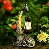 Yeomoo Giraffe Solar Figuren Gartendeko mit Solarlampe Für Außen: Giraffen Gartenfiguren Deko für Draußen Geschenke für Frauen Männer Mama Geburtstag Wetterfest Balkon Garten Afrika Deko Kupfer