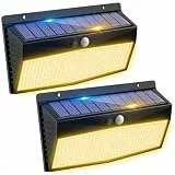Peasur 2 Stück 368LED Solarlampen für Außen mit Bewegungsmelder, Solarleuchten Lampe Outdoor 3 Modi IP65 Wasserdichte Solar Wandleuchte für Garten Garage Deck, Warmweiß