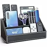 GORESE Leder Multifunktionale Schreibtisch Organisator, Stiftehalter Schreibtisch PU Leder Büro-Bleistifthalter Organizer Stiftebox Stifteköcher Desktop-Schreibtisch (Schwarz)