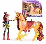 Unicorn Academy Set - Valentina und Einhorn Cinder mit echter Mähne und Schweif sowie Bürste, ca. 12 cm große Originalfiguren zur beliebten Netflix Serie, für Kinder ab 4 Jahren
