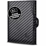 RUTAKO Slim Wallet mit XL Münzfach & RFID-Schutz - Kartenetui Herren & Damen - Kreditkartenetui klein - Mini Geldbörse - Portmonee Portemonnaie klein - Geldbeutel Carbon-Schwarz