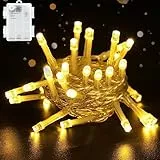 cshare Lichterkette Batterie Außen, 2M 20er LED Warmweiß Lichterketten mit Timer (6 Hours AN | 18 Hours AUS) IP65 Wasserdichte Batterie Betrieben für Weihnachten,Garten,Zimmer Außen/Innen(Warmweiß)