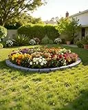 VEVOR Rasenkante in Steinoptik, 1180x95x57 mm realistische Rasenkante, Flexible Beeteinfassung in Ziegelgröße mit Verankerungsspitzen, Beetumrandung für Einfahrten, Gehwege, 4er-Set, Grau