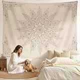 Simpkeely Mandala Blumen Tapisserie, Ästhetische Boho Wanddekoration mit Blume, Medaillon Boho Kunst Druck Wandteppiche für Schlafzimmer und Wohnzimmer - 150 x 200cm