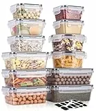 Hixava 24er Vorratsbehälter Set,Vorratsdosen mit Deckel Luftdicht,Küchen Aufbewahrungsboxen,Frischhaltedosen,Meal Prep Boxen,mit Schreibstift Etikett für Getreide,Mehl,Zucker,1L/0.84L/0.7L/0.55L/0.35L