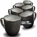 Moritz & Moritz ORGANIC Kaffeetassen Set 6er - Kaffeebecher Set Grau aus robustem Steinzeug mit einzigartigem Farbverlauf - Spülmaschinengeeignetes Tassenset