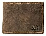 BROWN BEAR Geldbörse Herren klein mit Münzfach Leder Braun Vintage | RFID-Schutz | Karten Portemonnaie Echtleder | Geldbeutel Business Design | BB 8061 HBR