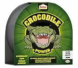 Pattex Crocodile Power Klebeband, starkes Gewebeband mit doppelter Dicke, extreme Widerstandsfähigkeit für schwierigste Reparaturen, Duct Tape für verschiedene Materialien, silber, 1 x 30m