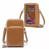 CLUCI Kleine Crossbody-Taschen Handtaschen für Frauen Leder Handy Schulter Geldbörsen Mode Designer Kartenhalter Reißverschluss Geldbörse, Transparentes braunes Muster, Large