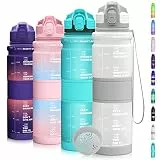 Coolfel 500ml Trinkflasche Kinder Auslaufsicher, 1l Sport Trinkflasche, Bpa Frei Tritan Motivierende Wasserflasche mit Zeitmarkierung für Mädchen, Junge, Schule, Gym