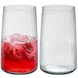 KONZEPT Gläser Set 6 teilig mit Rillenstruktur (480 ml), Trinkgläser hohe Qualität und elegantes Design, leicht & stabil, ideal für kalte Getränke, spülmaschinenfest