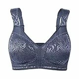 Wingslove Damen Vollschalen Minimizer BH Große Größen BH Komfort Breite Träger Nicht Gepolstert（Grau Blau,95E
