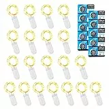LEECOCO 1M LED Lichterkette mit Batterie, Warmweiß, Hohe Helligkeit, Dekorative Lichter für Weihnachten, Party & Hochzeit, Energiesparend & Flexibel (20 Pack 1M 10 LEDs, Warmweiß)