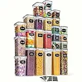 Bugudog Set von 25 Vorratsbehältern für die Küche, luftdicht und aus Kunststoff, ideal zur Aufbewahrung von Müsli, Mehl, Kaffeebohnen, Cornflakes und Spaghetti