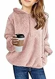 Imily Bela Kinder Mädchen Kapuzenpullover Fleece Hoodies Sherpa Pullover Teddy Sweatshirt Langarm Pulli mit Tasche (1-Rosa, 150/11-12 Jahre)