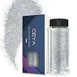 Ceya Ultrafeines Glitzerpuder, 3.5oz/100 g, extra fein, funkelnd, silberfarben, Basteln, Glitzerstaub, für Epoxidharz, Tumbler, Schleim, Nagelkunst, Festival, Scrapbooking, Hochzeitskarten, Malerei