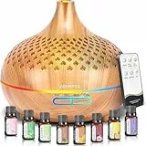 ZOVHYYA 500ML Aroma Diffuser Diffusoren Aromatherapie Öle Diffusor Aromatherapie-Diffuser Wenig Lärm Mit Fernbedienung 4 Timer 14 LED Farben 2 Sprühbilder, aus Acrylnitrilbutadienstyrol, Kerze, Gold