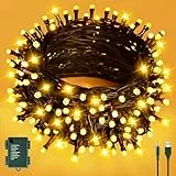 cshare Lichterkette Außen Batterie/USB, 6M 60er LED Weihnachten Lichterketten mit Timer, IP65 Wasserdicht Lichterkette für Weihnachtsbaum Garten Innen Dekoration -Warmweiß