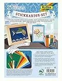 folia 23419 - Stickkarton - Set, 25 Teile, mit Stickkarton, Sticknadeln, Stickgarn und Anleitung