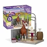 SCHLEICH Horse Club | Sofia’s Pferdewaschplatz 42792 | Spielset mit echtem Wasser, Pumpe, Pferd, beweglicher Figur & Zubehör | Pferdespielzeug & Geschenk für Mädchen und Jungen ab 5 Jahren | 26 Teile