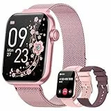 RUXINGX 2024 Smartwatch Damen, 1,83' Armbanduhr mit Telefonfunktion 3 Armband, Menstruationszyklus Herzfrequenz Schlafmonitor SpO2 IP68 Sportuhr Fitness Tracker Schrittzähler für iOS Android Rosarot