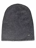 Zwillingsherz Slouch-Beanie-Mütze mit Kaschmir - Hochwertige Strickmütze für Damen Mädchen - Herz - Häkel-Rand - One Size - warm und weich im Sommer Herbst und Winter Zwillingsherz (ant/weiß)