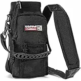 Wild Wolf Outfitters Tasche für Trinkflasche Molle Flaschenhalter Rucksack mit Verstellbarem Gurt und 2 Taschen | Erlaubt Hand Freies Tragen, Schützt und Isoliert Deine Flasche (Schwarz, 1.2 L)