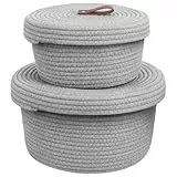 TOPBATHY 2 StüCk Geflochtener Baumwollseil Aufbewahrungskorb Runder Organizer FüR Zuhause Und BüRo 27X27X17 Cm Grau - Praktischer Und Stilvoller Stauraum