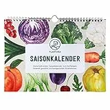 Plantura Saisonkalender für Obst & Gemüse, A4-Format, zeitloser Wandkalender mit handgemalten Illustrationen
