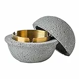 Cutfouwe Praktischer Tischabfalleimer für draußen und Balkon - geruchsdicht und als hübsche Tischdeko nutzbar.aus Beton und Edelstahl (B. Grau)
