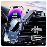 QC3.0 + Saugnapf + Clip: Auckly Kfz-Handyhalterung, kabelloses Ladegerät, Qi 15 W, schnelles kabelloses Autoladegerät, automatischer Sensor, Handyhalterung, kompatibel mit iPhone 12, 13, 14, 15, Pro