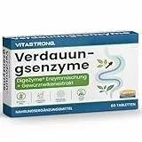 Verdauungsenzyme Vitastrong Digestive Enzyme mit Nelkenpulver, Patentierte DigeZyme-Mischung, Maltodextrin, Alpha-Amylase, Protease, Cellulase, Lipase, Laktasetabletten Vegan Ohne OGM, Gluten, Laktose