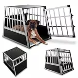Juskys Alu Hundetransportbox L - 91x66x70 cm - Auto Hundebox robust & pflegeleicht - Gittertür verschließbar - Autotransportbox für Hunde