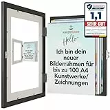 ANKERPUNKT Bilderrahmen Kinderzeichnungen A4 schwarz für bis zu 100 gemalte Bilder Zeichnungen - Kinder Kunstrahmen Frontöffnung Wechselrahmen aus Holz - Geschenke für Mama, Papa, Oma, Opa