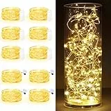 Maxee 10 Stück 1M Warme LED Lichterkette Batterie, Wasserdicht für DIY, Party, Stimmung Lichter, Weihnachtsdeko, Innen- und Außenbereich Deko, 4 Stück Quadratische + 6 Stück Flache Lichterkette