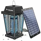 PALONE Insektenvernichter Elektrisch Solar, 4500V USB C Wiederaufladbar Elektrischer UV Mückenlampe with 7,5W/5V Sonnenkollektor & 3,6M Typ-C Kabel für Camping Garten Innen
