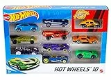 Hot Wheels 1:64 Die-Cast Auto Geschenkset, je 10 Spielzeugautos, zufällige Auswahl, Spielzeug Autos ab 3 Jahren, 10er Pack, Mehrfarbig, 54886