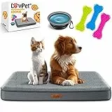 Lovpet® Hundebett orthopädisches Hundekissen Hundekorb Cookie, Inkl. Napf + 3X Kauknochen, Hundesofa für Kleine, Mittelgroße & Große Hunde, Bezug abnehmbar und waschbar, XL 112x81x7,6cm Anthrazit