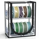 JINDUN 3D Filament Aufbewahrung, Filament Aufbewahrungsbox mit 2-stöckiges Metall Regal &Transparenter Abdeckung &Trockenmittel, Für 10-12 Rollen (PLA, ABS, PETG, TPU), Platzsparend für Werkstatt&Heim