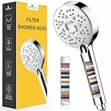 Magichome Duschkopf mit Filter 20-stufiger Filtration, 6 Strahlarten Duschkopf Wassersparende Universelle Hochdruck Handbrause, Enthärtet Hartes Wasser mit Extra Austauschbarem Zubehör
