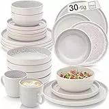 SÄNGER Kreta | Kombiservice 6 Personen, Teller Set Kaffeebecher Pastaschale 30 tlg, Steingut Geschirr Set spülmaschinen- mikrowellen- kratzfest, Geschirrset Blau mit Cremefarben| VALUE COLLECTION