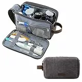 BAGSMART Kulturtasche für Herren, Reise Kulturbeutel Kosmetiktasche mit Doppelter Reißverschlussöffnung, Großer Stauraum, 5L-Dunkelgrau