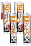 MEM Montage-Kleber Extrem, Pastöser Dispersionsklebstoff, Hohe Anfangshaftung und Endfestigkeit, Für verschiedene Untergründe, Lösemittelfrei, 380 g-Kartusche, Weiß (Packung mit 4)